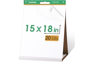 CREGEAR Portable Tabletop Easel Pad 15 x 18 Inches, 1 Pack 20 Sheets/Pad, Super Sticky Tabletop Easel Pad with Built-in Stand for Offices and Schools, Great for Virtual Learning and Presentation