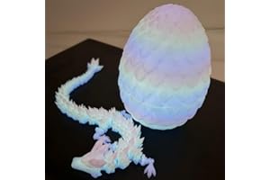 Œuf de dragon lumineux imprimé en 3D avec dragon de 30,5 cm, phosphorescent, arc-en-ciel articulé, dragons dinosaures, décora