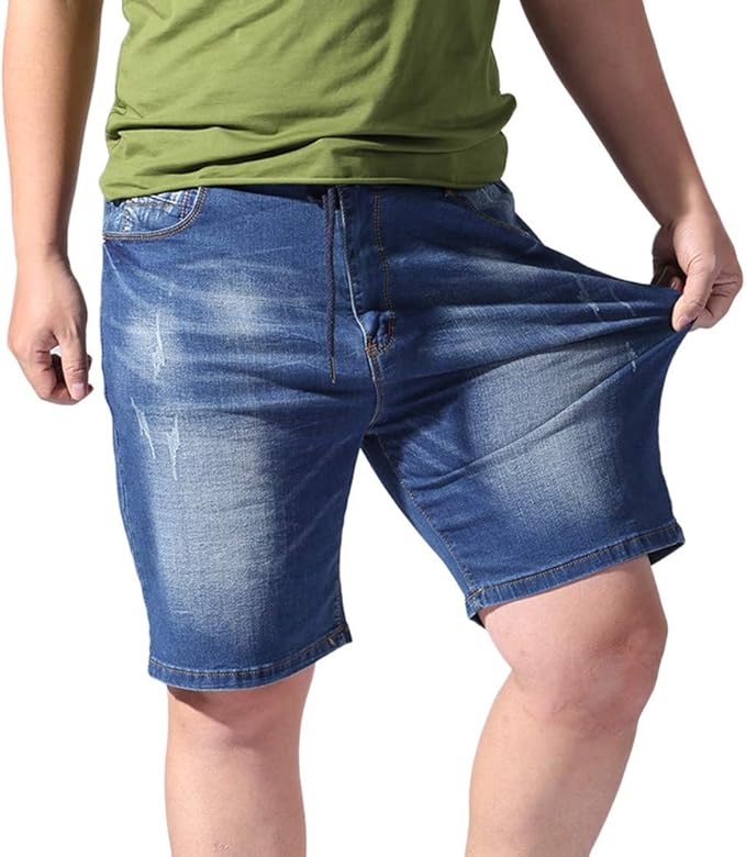 mens denim shorts with elastic waist and drawstring