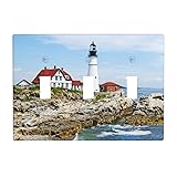 Pznen Triple Toggle Wall Plate, Lighthouse Coastal