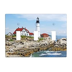 Pznen Triple Toggle Wall Plate, Lighthouse Coastal