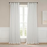 HPD Half Price Drapes - Faux Linen Curtains for Living Room (1 Panel) - 50W X 96L - Textured Room Darkening Curtains for Bedr