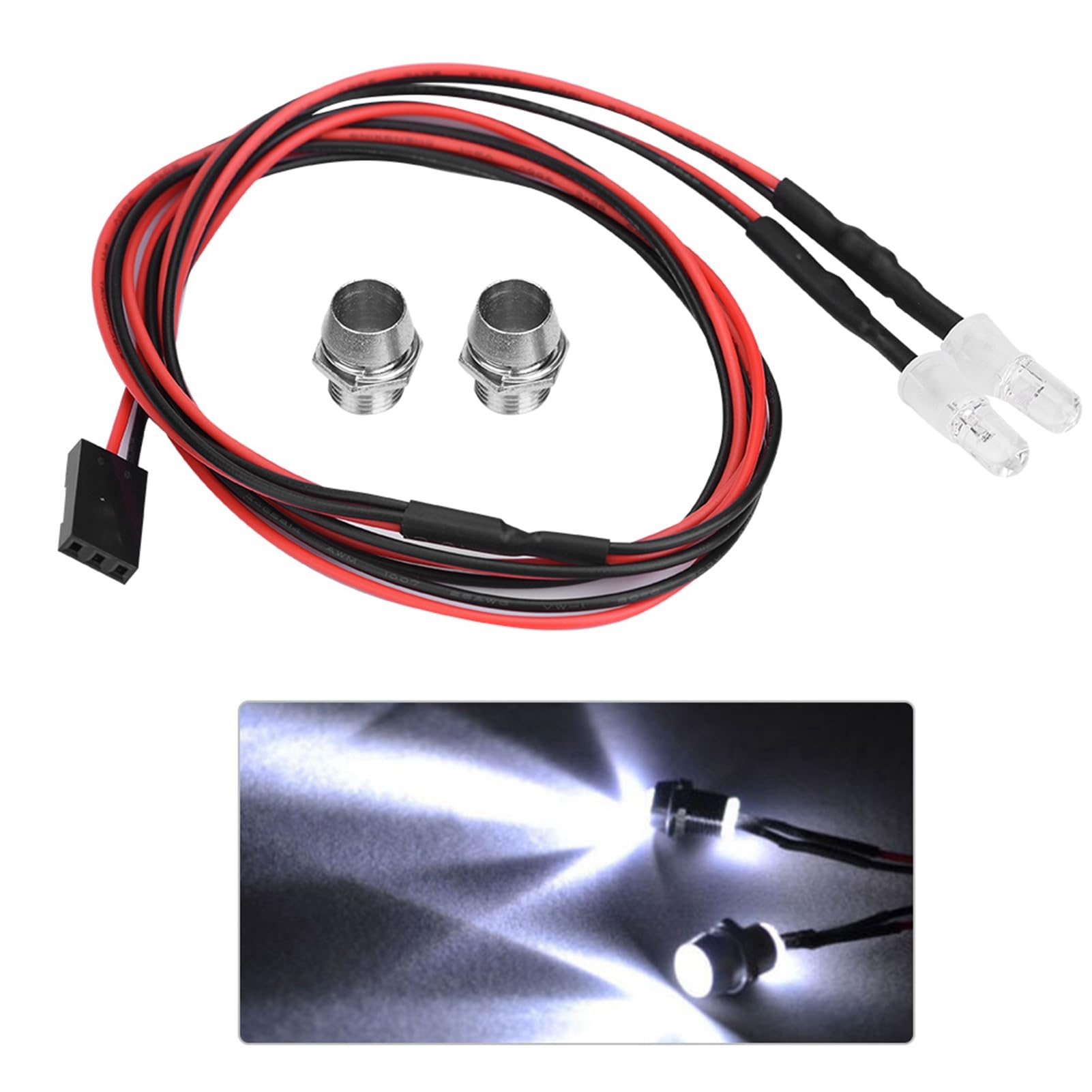 RC LED Light Kits, 2PCS 5mm Headlights RC Accessory LED Lights for 1/10 Model Drift Car Vehicle(9# White Light)