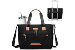 FHELAD Diaper Tote Bag, 4 in 1 Tote Diaper Bag with 16" Laptop Compartment, Baby Bag with 3 Insulated Pocket for Mam and Dad, Ideal for Travel, Work (Black)