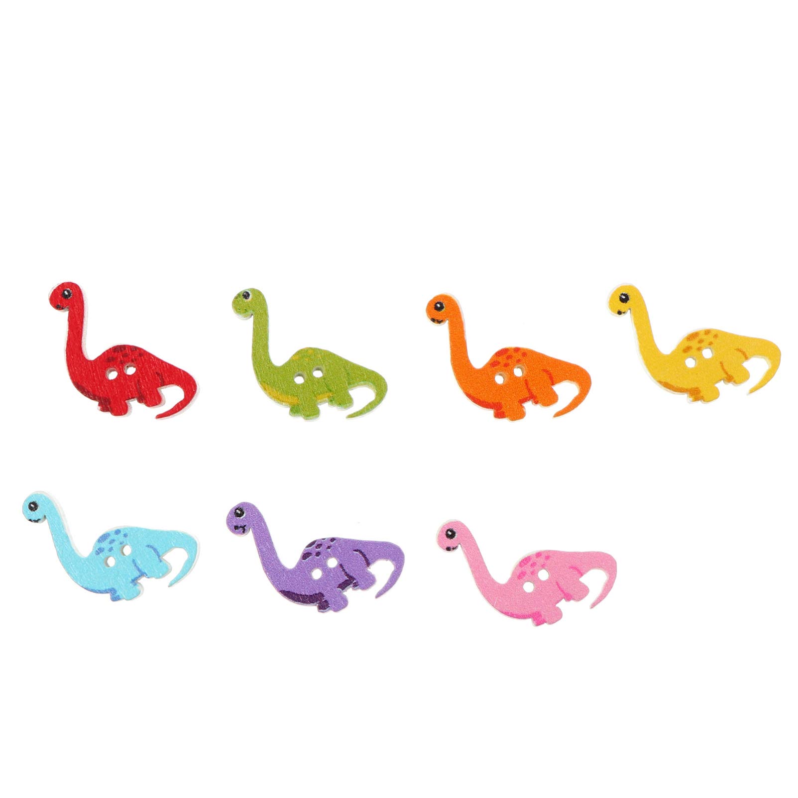 100pcs Wooden Buttons Flower Dinosaur Cartoon Sewing Buttons 2 Holes Mixed Color Sewing Buttons for Sewing Crafting
