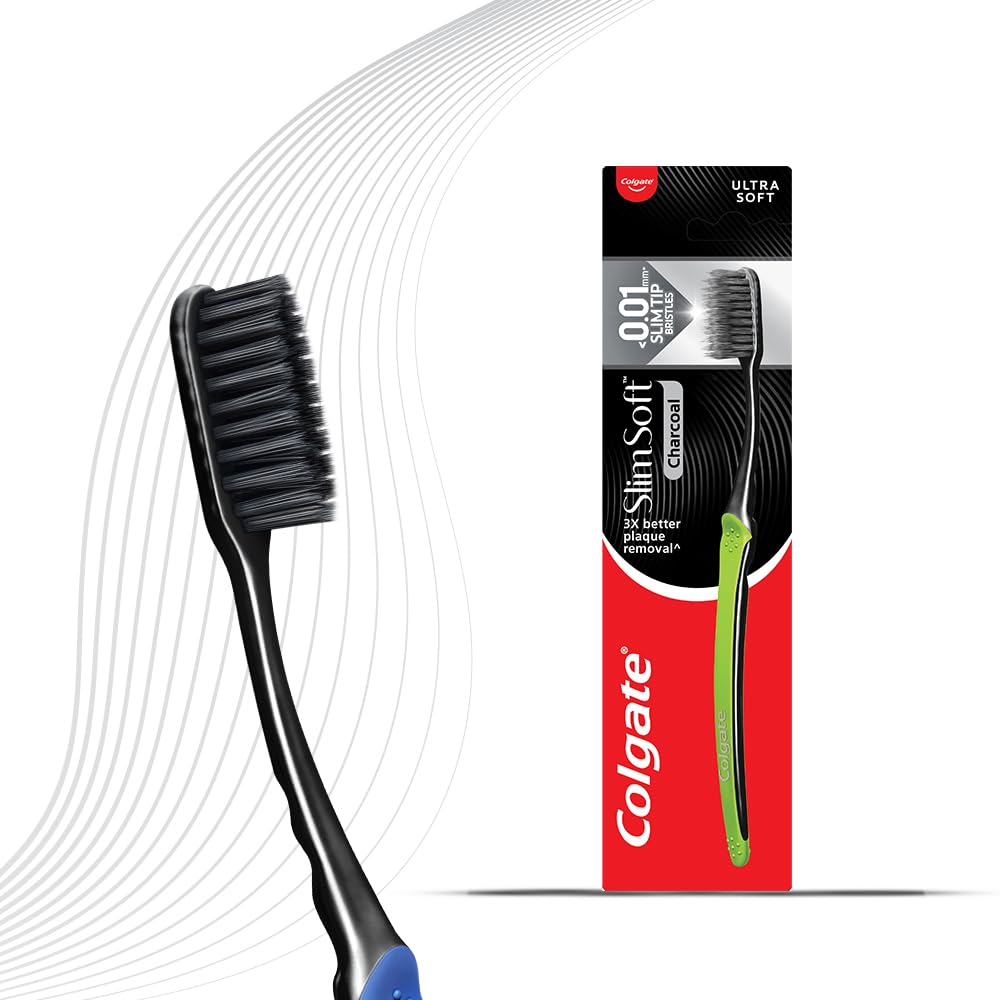 Colgate slim soft charcoal toothbrush - black