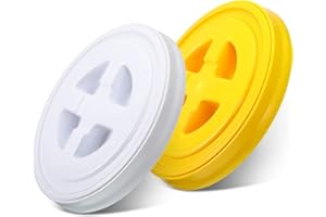 Quzzil 2 Pieces Seal Lids Bucket Seal Lid 5 Gallon Screw Top Lids for Plastic Bucket Compatible with Gamma (Yellow, White)