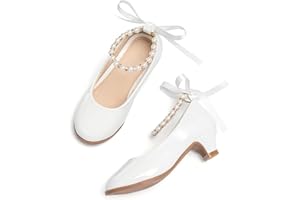 THEE BRON Girls Dress Shoes Mary Jane Heels Princess Wedding Party Pumps