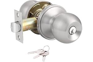 IUYPKQ Bedroom Door Lock - Door Knob with Lock and Key - Exterior Door Handles - Stainless Steel Door Locks for Entry Door - 