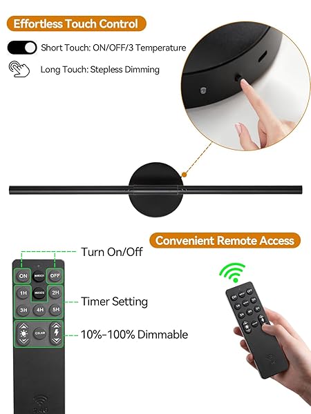 BATTERY OPERATED WALL SCONCES SET OF 2, MODERN WIRELESS WALL LIGHTS WITH REMOTE & TOUCH CONTROL, 24 INCH BLACK DIMMABLE RECHARGEABLE LED SCONCE WITH 3 COLORS & TIMER FOR BEDROOM, LIVING ROOM, HALLWAY
