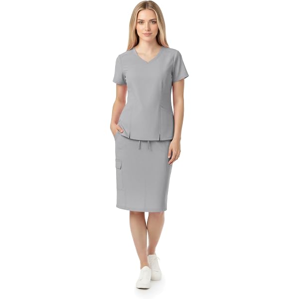 Amazon.com: Scrubs Dress for Women - Button Front Nursing Workwear - Casual  Housekeeping Dresses with Pockets Black: Clothing, Shoes & Jewelry
