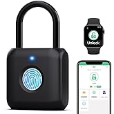 Keylesslife Fingerprint Padlock,Smart Padlock,Gym Locker Lock,Black | APP Control,Fingerprint Lock USB Rechargeable, For Gym 