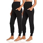 V VOCNI Women's Maternity Pants Maternity Activewear Jogger Track Cuff Sweatpants Over The Belly Stretchy Pregnancy Pants