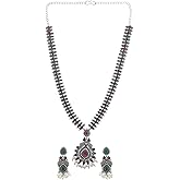 Efulgenz Indian Jewelry Sets for Women Peacock Floral Crystal Stone Necklace Sets with Faux Pearl Drop Dangle Earrings Choker Necklace Earrings Set Bohemian Jewelry Set for Women