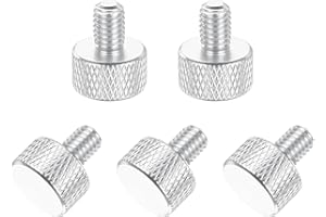 MECCANIXITY 5 Pcs M6x10mm Flat Head Knurled Thumb Screws, Solid Aluminum Alloy Fully Threaded Thumbscrew Bolts Fasteners for PC Computer Cases Graphics Card, Silver