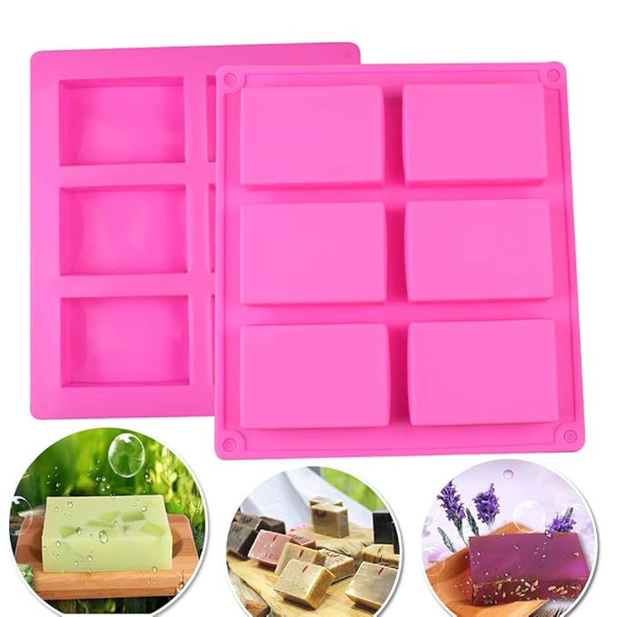 6 Hohlräume Silikonform Seifenformen Rechteckig Seifenform Kuchenform Kuchen DIY Form Ice Cube Tablett 2 Stück Rosa