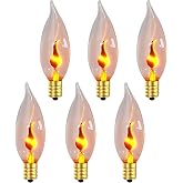 Hompavo Flickering Light Bulbs, E12 Candelabra Flame Light Bulb | 3W Realistic Flickering Chandelier Light Bulbs for Halloween Christmas Porch Indoor Outdoor Home Decoration, 6