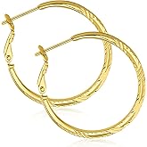 ToHeart Gold Hoop Earrings for Women Twist Hoop Earrings Gold Plated