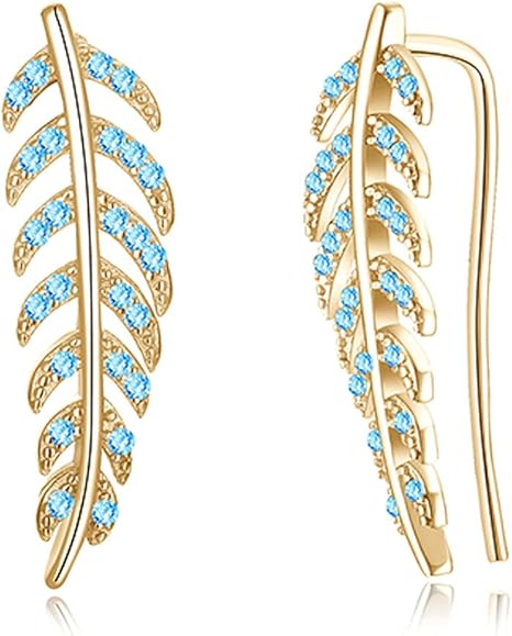 Ikulilky Damen Ohrringe Madchen Blatt Ohrstecker Glitzer Mit Zirkonia Hook Schmuck Ohrschmuck 925 Sterling Silber Hangend Hochzeit Ohrhanger Amazon De Kuche Haushalt