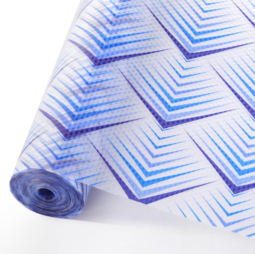 Cooyes Shelf Liner for Kitchen Cabinets – Non-Adhesive Waterproof Drawer Liner – Durable EVA Material Easy-to-Cut Shelf Paper for Refrigerator, Cupboard, Dresser with Modern Pattern Image