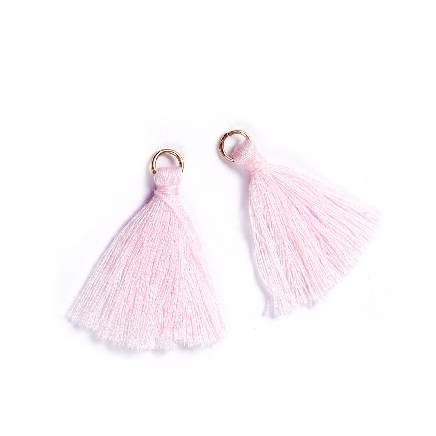 Pack of 100 Mini Tassel Pendants, 3 cm Cotton Fringe Tassel Tassel Bracelet Key Chain Craft Tassel for Earrings Jewellery Making Bags Bookmark DIY Craft Accessories, Light Pink
