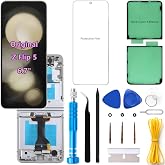 Original 6.7" AMOLED 120Hz Z Flip5 Screen Replacement OEM for Samsung Galaxy Flip 5 5G SM-F731U SM-F731U1 Inner Foldable Touch Display Screen Digitizer Assembly (White Frame+Protector+Adhesive+Tools)