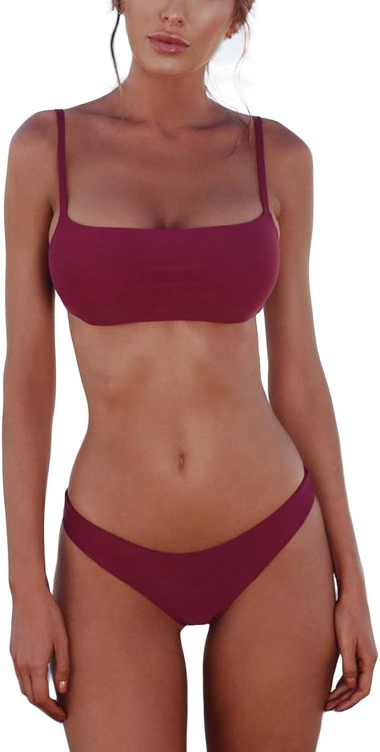 Cassiecy Damen Bikini Set Push up Bustier Zweiteilig Sommer Sportliches