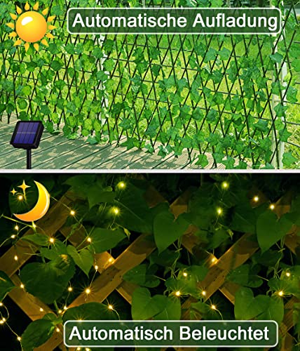 Joysing Outdoor Solar String Lights 10M 100 LED Artificial Ivy Lights, 8 Modes Outdoor Solar Vines Waterproof String Lights Leaf for Garden Balcony Outdoor Decoration