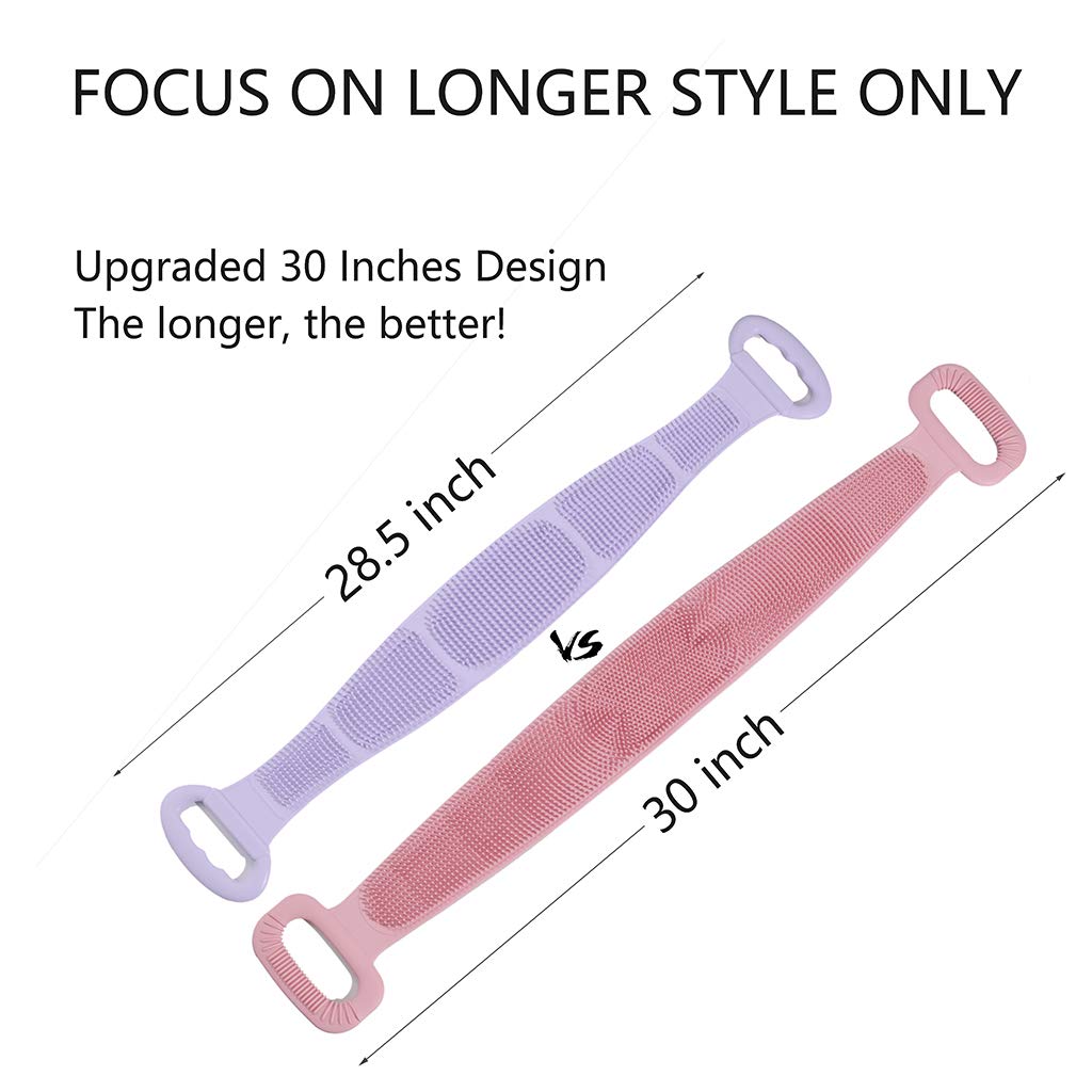 CAREHOOD Long Silicone Back Scrubber - Dual Application Extended Bath Body Brush, Great Shower Scrubber Tool for Cleansing, Exfoliating, SPA & Massage : Beauty