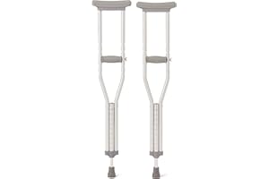Medline Youth Aluminum Crutches for Kids; Adults & Seniors 4’6”–5’2”Tall; Walking Aid for Reliable Balance; Comfortably Holds