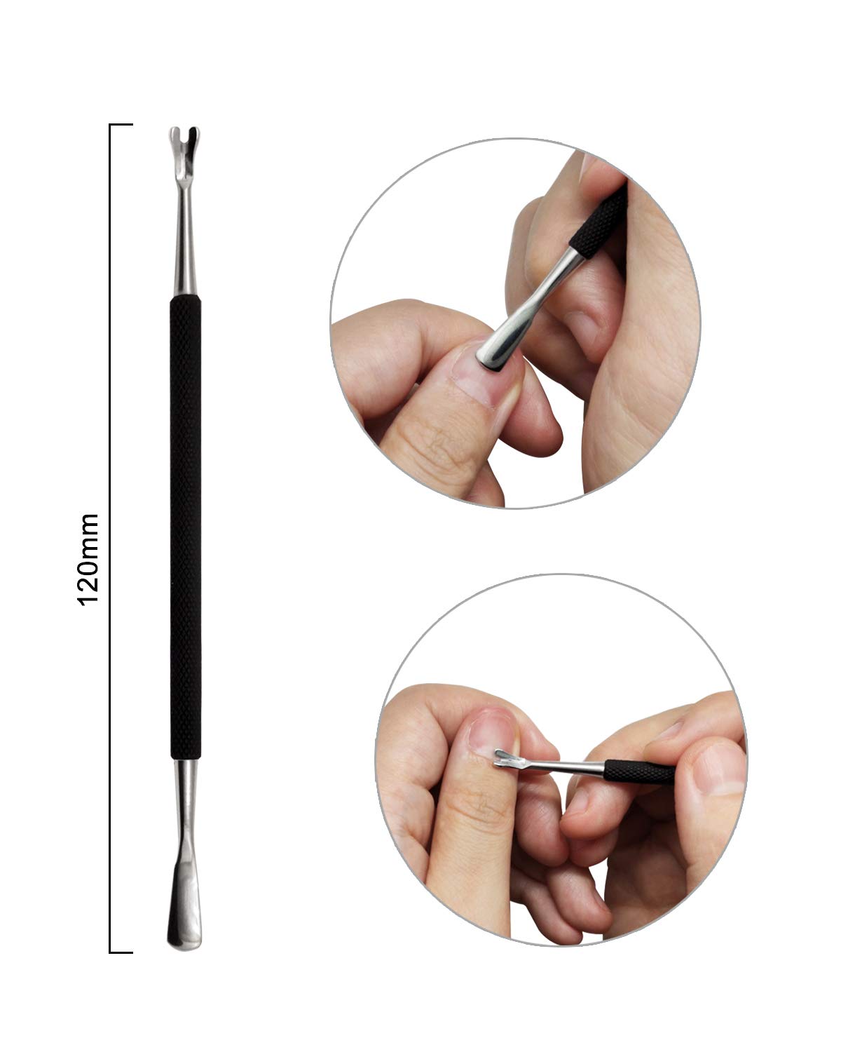 Cuticle Pusher Nail Polish Remover Stainless Steel Manicure Tool Set Gel Nail Polish Peeler Scraper Nail Cleaner Pedicure Kit for Fingernail and Toenail, opove P1, Matter Black: Beauty