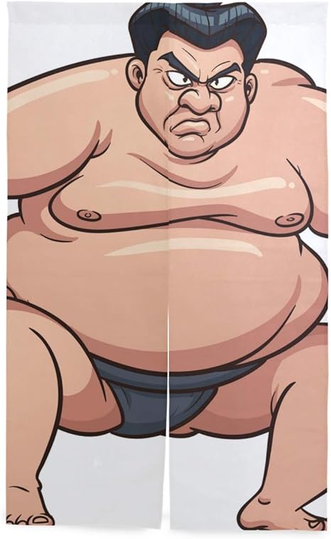 Amazon Sudisskm 間仕切りカーテン 怒っている漫画相撲取りベクトルイラスト 北欧風 綿麻 リビングルーム ポーチ 洗面所 台所用 カーテン 半遮光 間仕切り取付簡単 ホーム装飾86cm 143cm カーテン オンライン通販