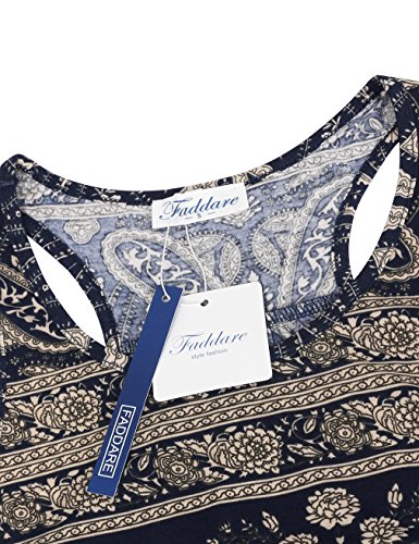Faddare Ethnic Dress,Lady Comfortable Above Knee Length Mini Dresses,Blue S