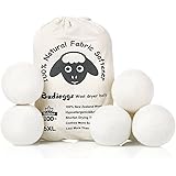 Budieggs Wool Dryer Balls Organic XL 6-Pack, 100% New Zealand Chemical Free Fabric Softener for 1000+ Loads, Baby Safe & Hypo