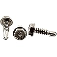 Stainless #10 x 3/4" Hex Washer Head Self Drilling Sheet Metal Tek Screws with Drill Point, (1/2" to 2" Lengths in Listing) 100 Pieces (#10 x 3/4 inch)