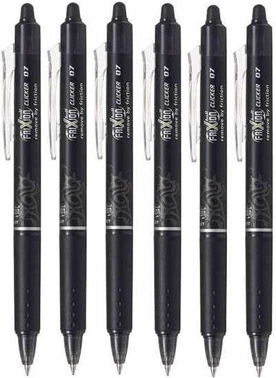 Pilot Frixion Clicker Retractable Pen 0.7mm Nib 0.35mm Line Pack Of 6 Black