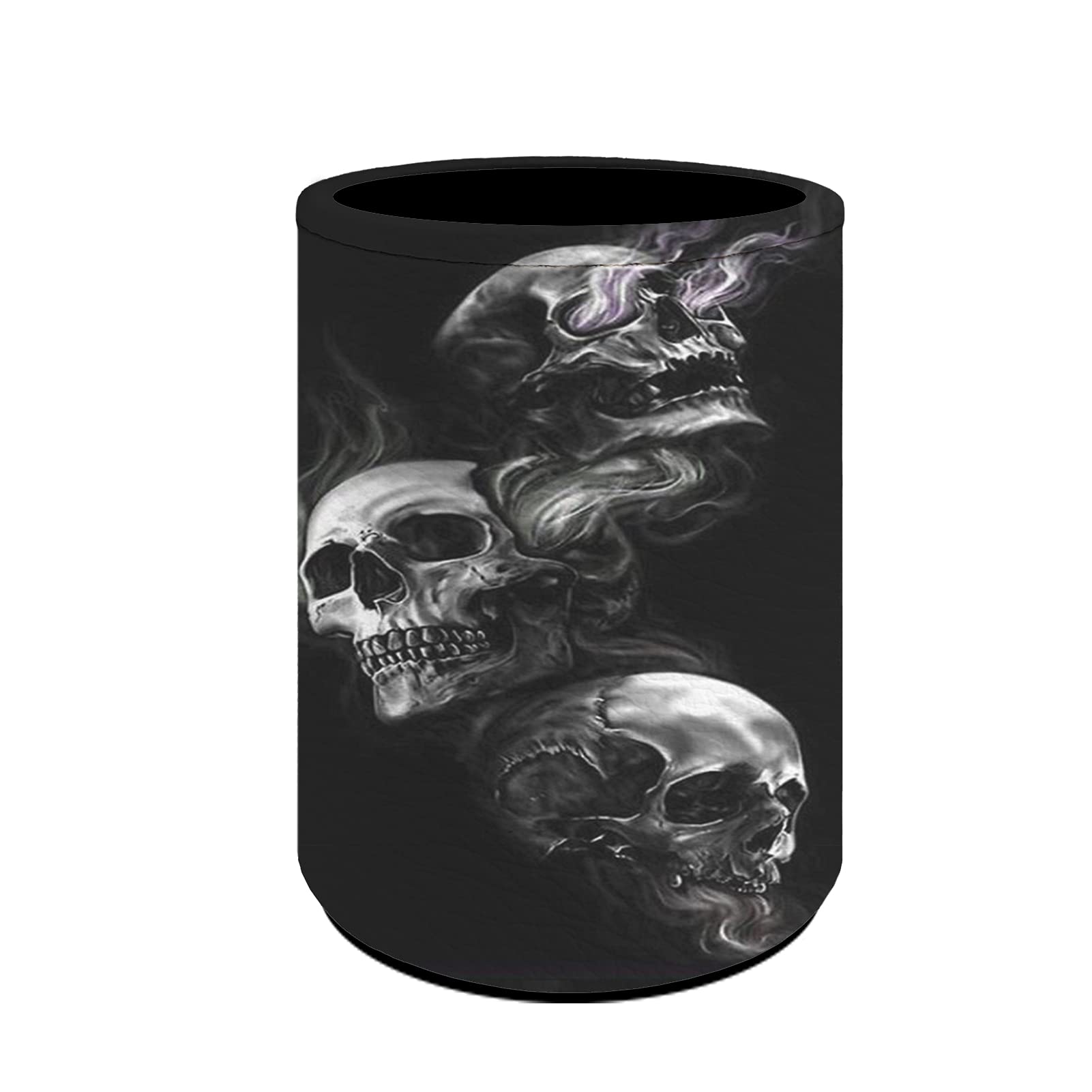 Coloranimal PU Leather Pencil Skull Patter Pen Cup Pot,Makeup Brush Holder Case Office Home Desk Organizers Accessories Desk Decor