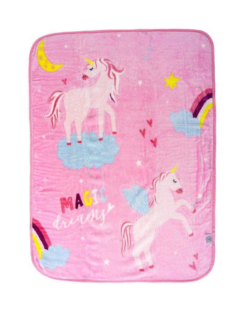 GC GAVENO CAVAILIA Unicorn Baby Blanket  Super Soft Flannel Fleece Blanket for Girls | Magical Pink Unicorn Design | Lightweight, Warm & Cosy Kids Throw | 110 x 140 cm