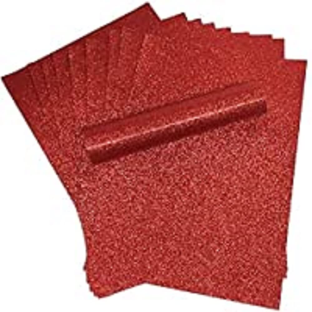 Syntego A4 Glitter Card Sparkly Soft Touch Non Shed 250gsm Pack of 10 Sheets (Red)
