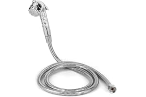 TISSTING RV Exterior Shower Head with 1.5m/4.9ft Hose,1/2 Thread Interface Stainless Steel External Nozzle Water Supply for Boat Camper Motorhome Exterior Faucet RV Shower Tool