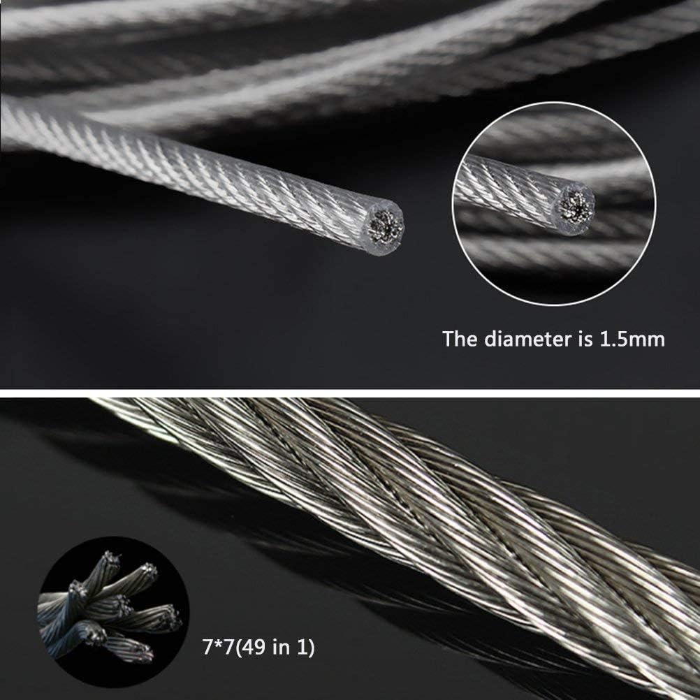 TAIANJI 4 Pcs Picture Hanging Wires with Hook Adjustable Stainless Steel Wire Ropes 1.5mm x 2m Heavy Duty Hanging Wire for Mirror Light/Lamp - Image 5