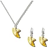 LÉ ÉCLAT Banana Earrings and Necklace Set, Women’s Novelty Drop Earrings Cute Weird Fruit Jewelry for Party Wedding Gift Accessories