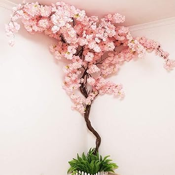 Amazon Co Jp 造花ライトピンク桜の木つるユーカリの葉結婚式のための造花つる花輪部屋の装飾シルクさくらの花 10ft 3m スポーツ アウトドア