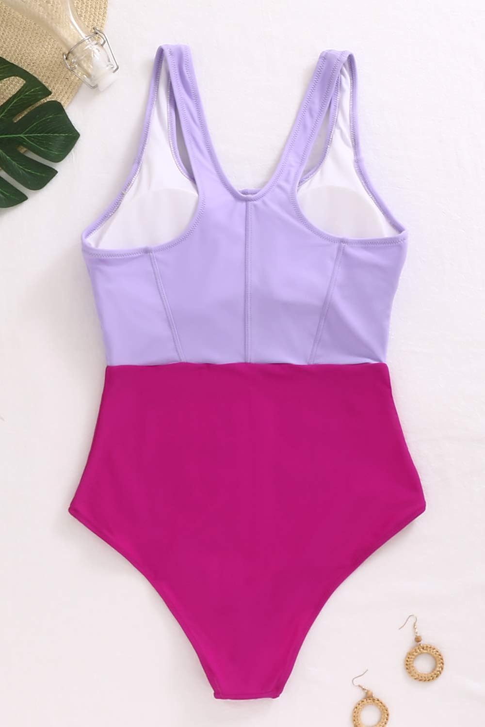 AngiMelo Womens Athletic One Piece Swimsuits Racerback Padded Bathing Suit Sport Swimwear Color Block: Clothing