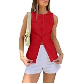 Tankaneo Women's Cropped Denim Vest - V-Neck Button-Down Waistcoat, Sleeveless Jean Tank Top