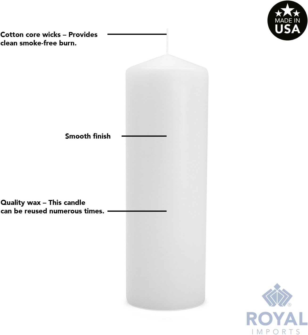 Royal Imports Pillar Candles White Unscented Premium Wax, 60 Hours Burning for Wedding, Spa, Party, Birthday, Holiday, Bath, Home Decor - 3"x6" Inch - Set of 12: Home Improvement