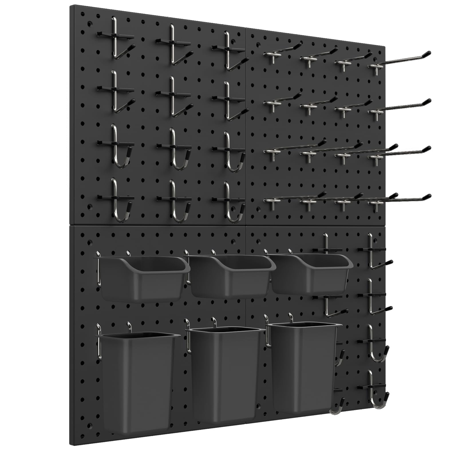 Photo 1 of **DAMAGED** Daanxw Peg Board Kit, Includes Pegboard and Accessories, with Hooks and Bins, Peg Board Wall Organizer for Office, Ornaments Display, Crafts Organization (66, Black)