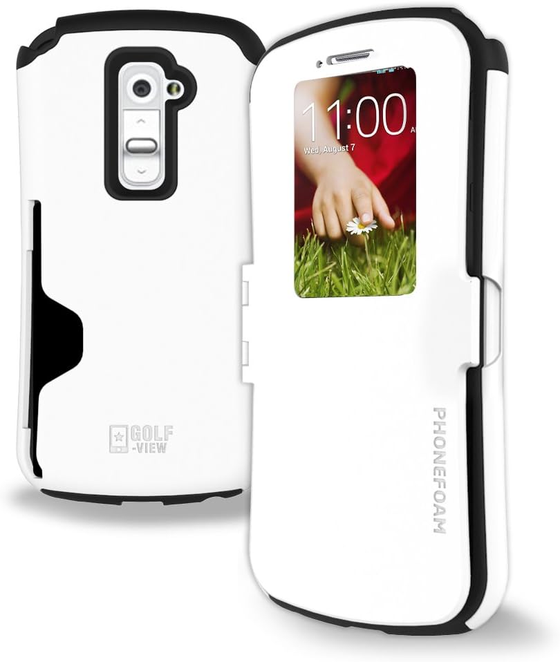 Phone Wallet Flip cover Phonefoam VIEW case for LG Optimus G2 (White)