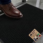 GORILLA GRIP Traffic Guard Indoor Outdoor Heavy Duty Door Mat, 29x17 Black | Waterproof Entryway Doormat, Strong Backing Commercial Floor Mats, Office Hallway, Garage Rugs, Patio, Low Profile Runner Rug
