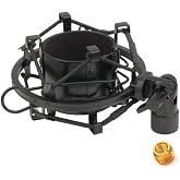 ZRAMO TH106 Black Spider Universal Microphone Shock Mount Holder Adapter Clamp Clip 48-51MM Large Diameter Studio Condenser Mic Anti-Vibration Mic Holder for AT2020 AT2500
